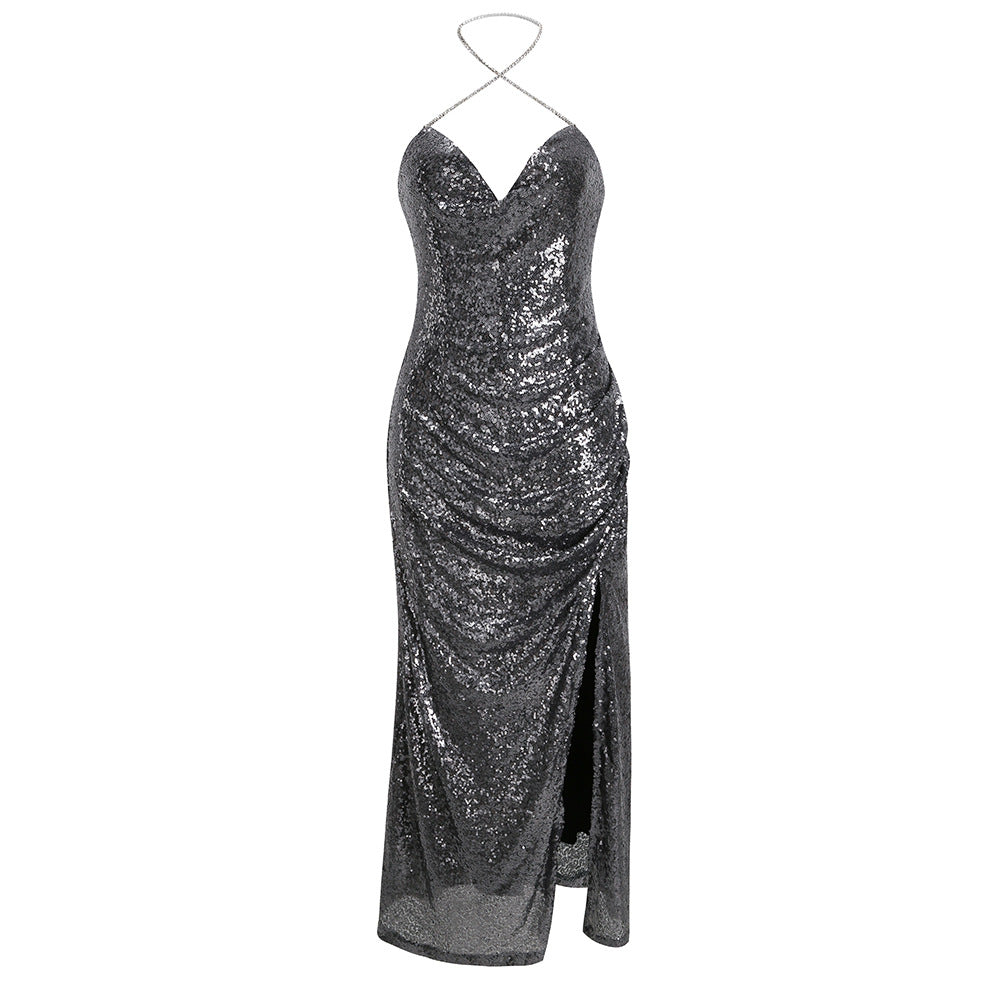 Summer Halter Sexy Halter Dress High Quality Sequin Skirt For Women