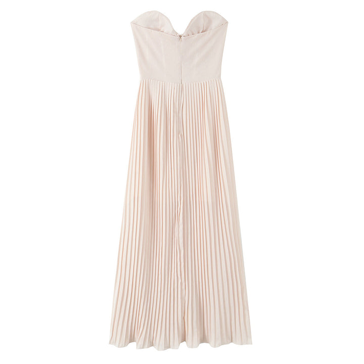 Sexy pleated waist cinching strapless dress