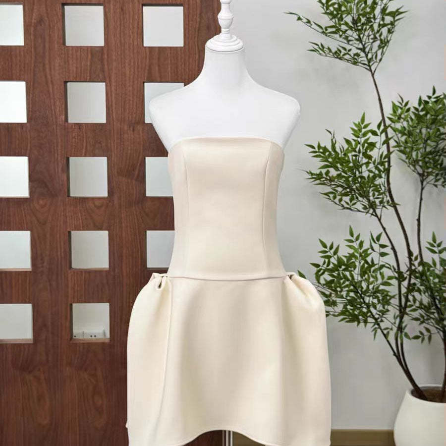 French style heirloom white strapless dress