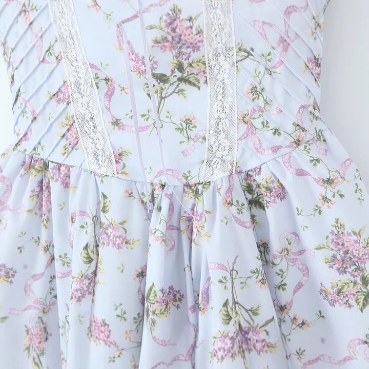 Lace printed short camisole dress for women