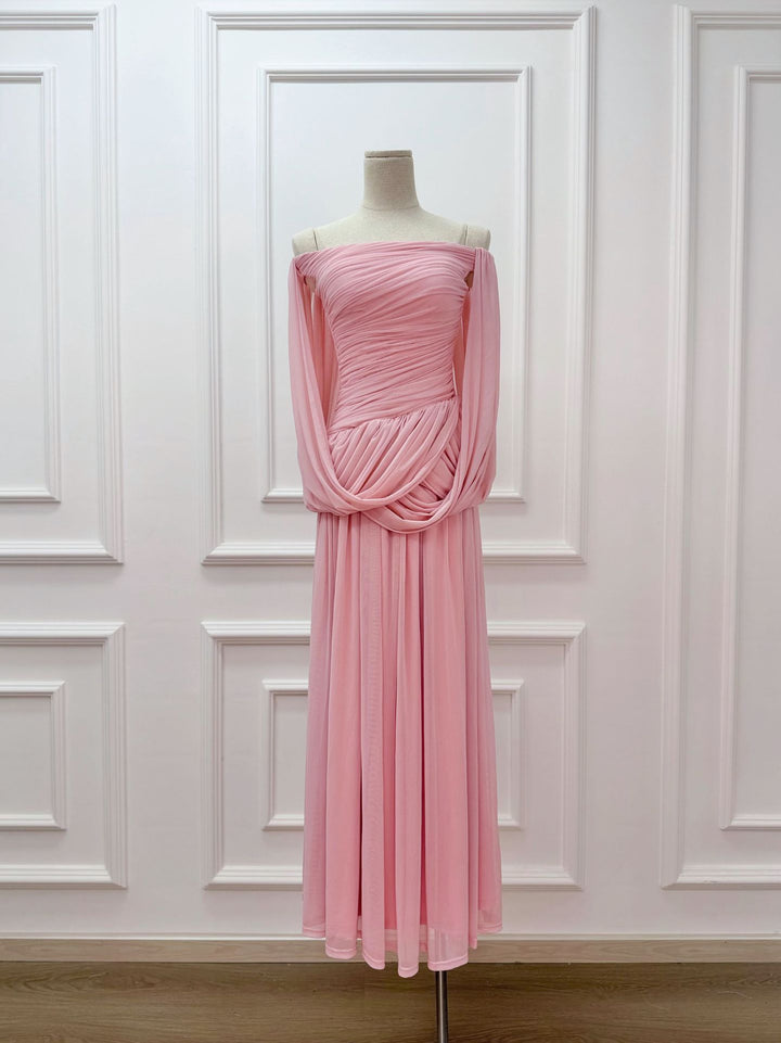 Knitted one shoulder mesh dress