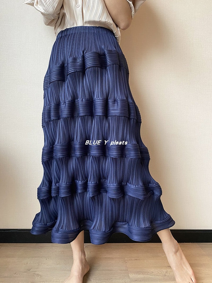 Pear-Shaped Body Skirt Summer Temperament All-Match New Pleated High Waist Mid-Length Pleated Skirt