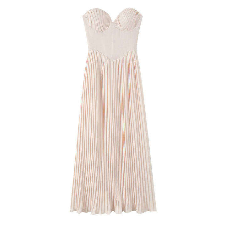 Sexy pleated waist cinching strapless dress