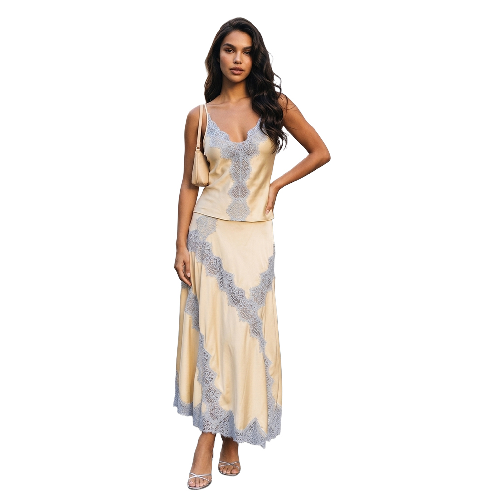 Lace Detail Cami and Skirt Set