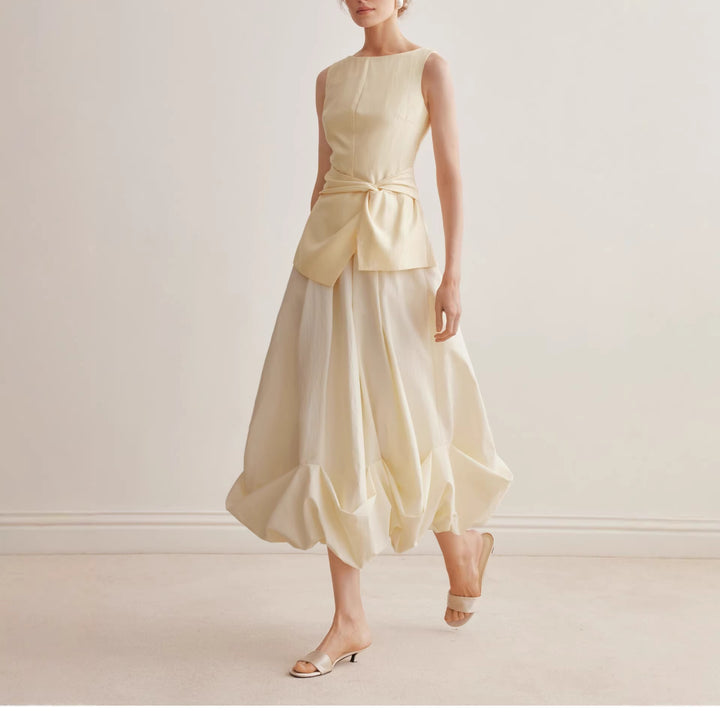 Chic Bubble Skirt Women Spring Summer Design Pleated Hem Mini A-Line Skirt
