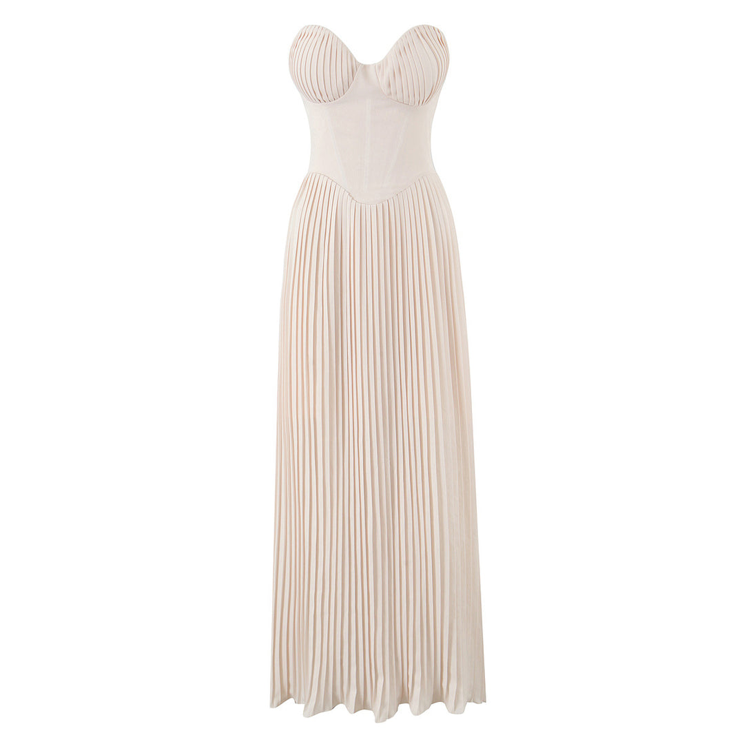 Waist cinching strapless dress