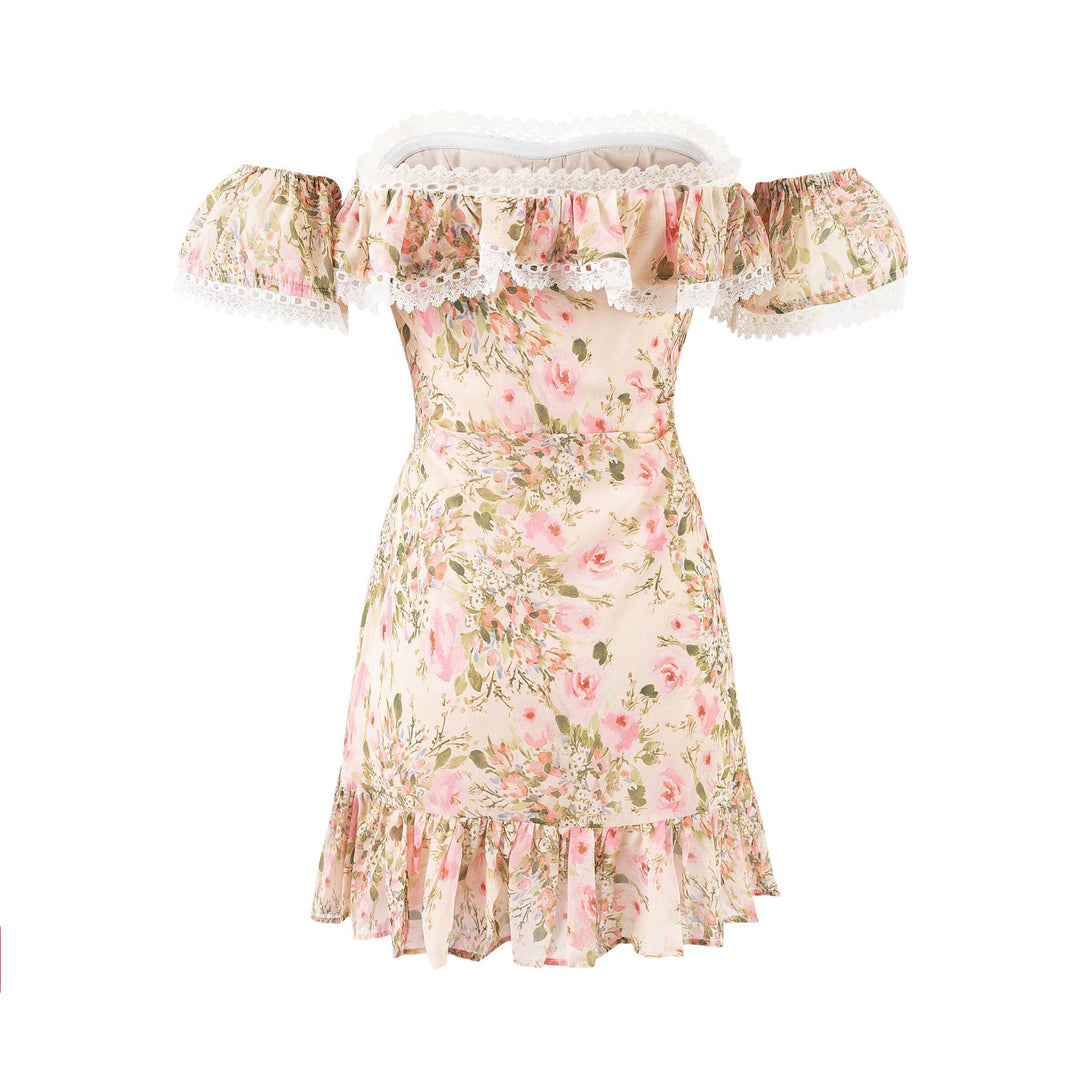 Lace lace floral slimming short skirt dress