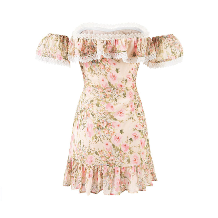 Lace lace floral slimming short skirt dress