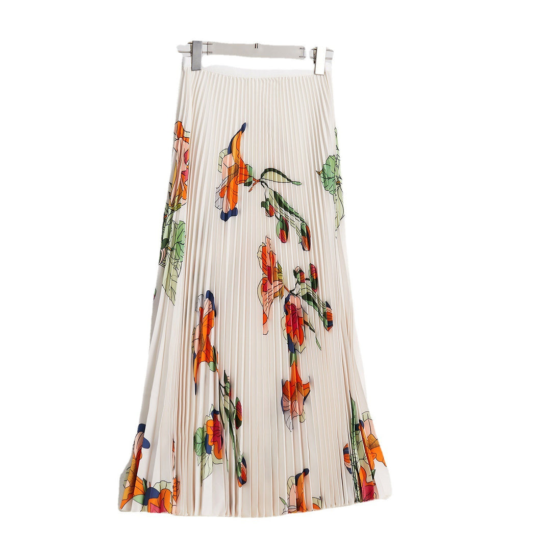 2 Pieces Skirt Set O-neck Long Sleeves Slim Tops High Elastic Waist Loose Skirts Female Clothes