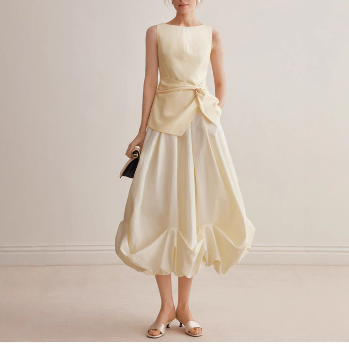 Chic Bubble Skirt Women Spring Summer Design Pleated Hem Mini A-Line Skirt