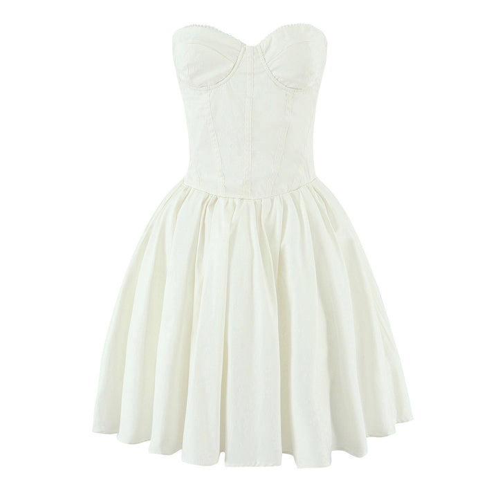 Waist hugging backless fluffy dress