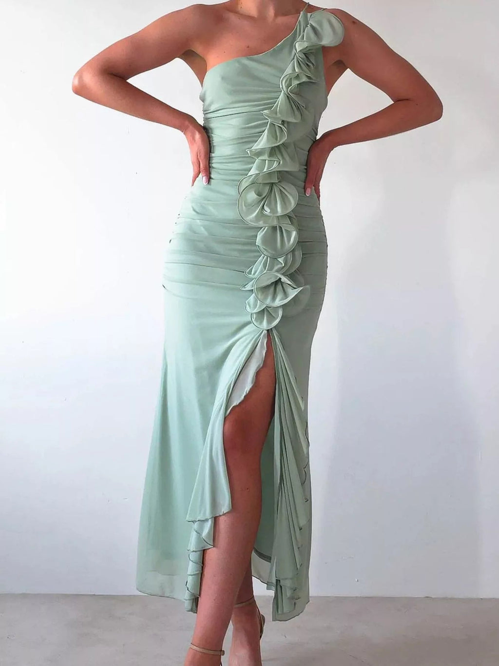 Ruffle Slit Dress