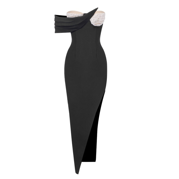 Baroque Pearl Chest Cup Dress Women&