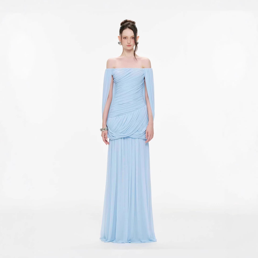 Knitted one shoulder mesh dress