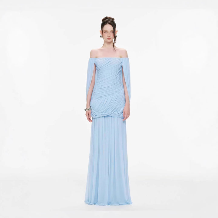 Knitted one shoulder mesh dress