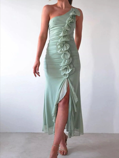 Ruffle Slit Dress