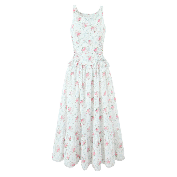 Rose floral bow mid length dress