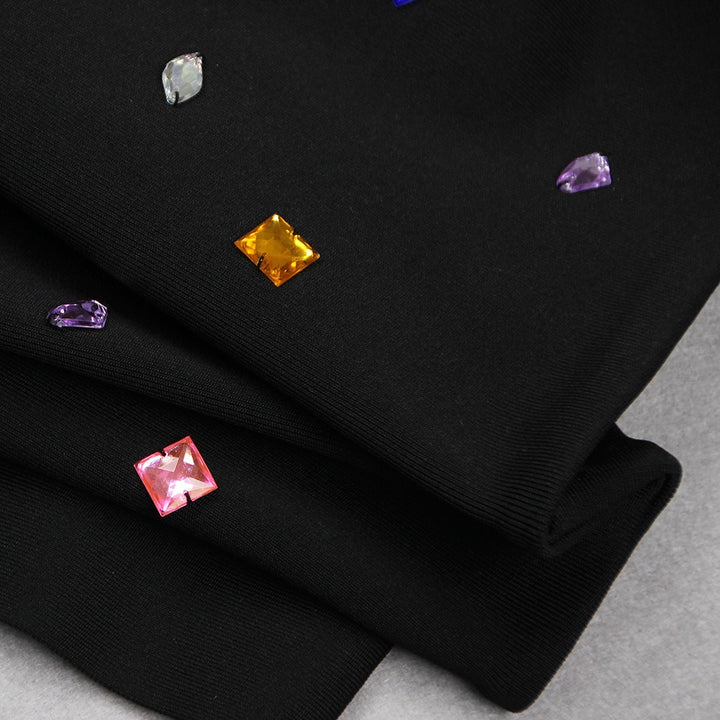 Fashion Heavy Industry Colorful Diamond Solid Medium Length Women&
