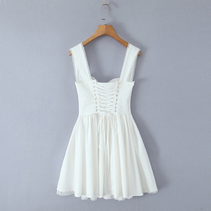 Lace Trimmed Fitted Elegant Strapless Dress