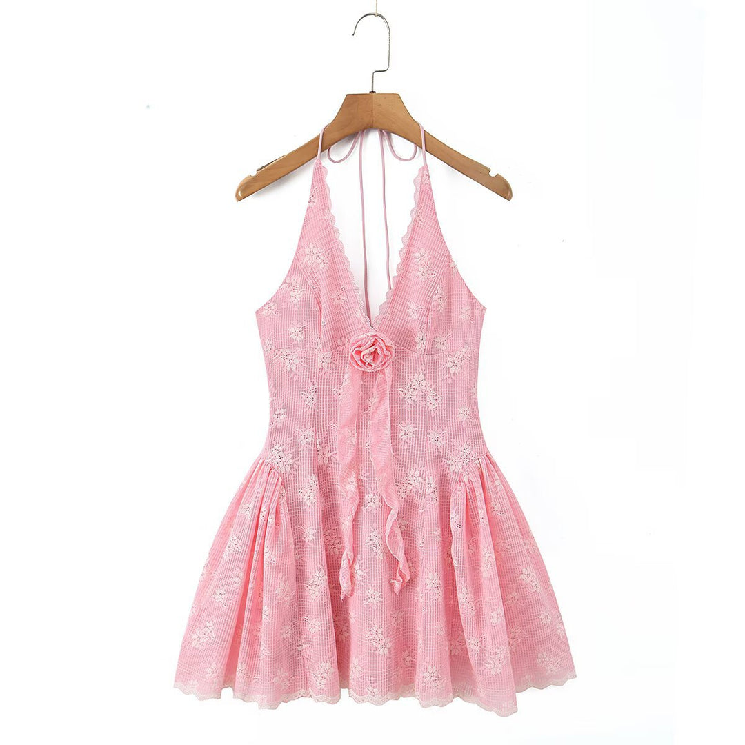 Embroidered Floral Fitted Bodycon Strapless Dress for Women