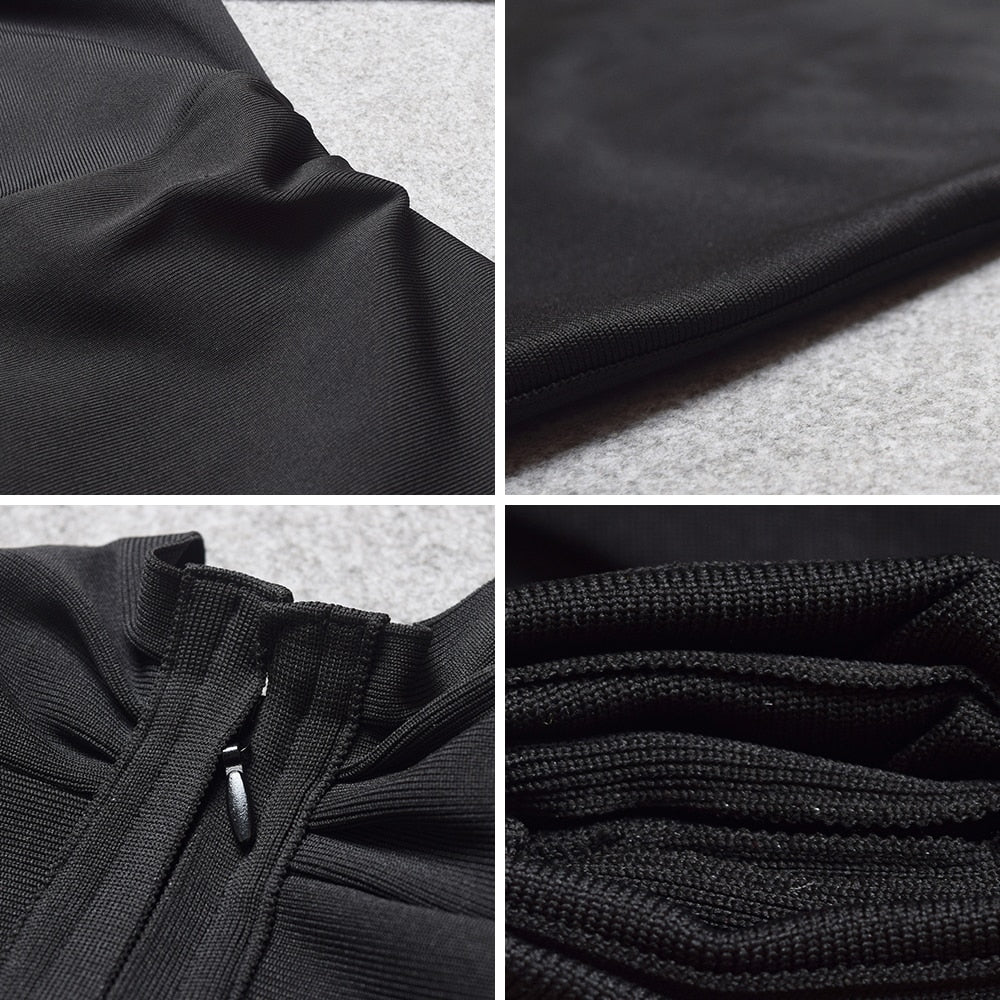 Black V Neck Long Sleeve Lady&