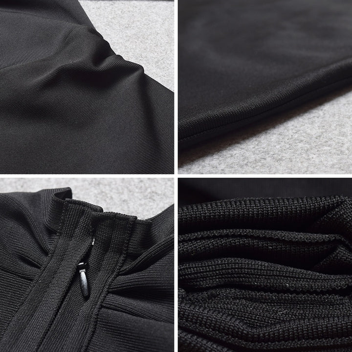 Black V Neck Long Sleeve Lady&