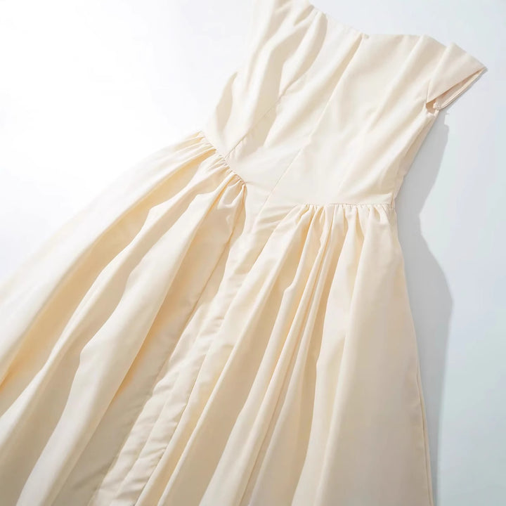 Sleeveless backless mid length dress slim fit mesh solid color dress