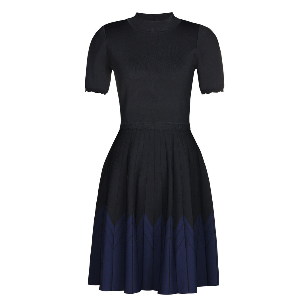 European and American summer new fashionable round neck slim fit A-line dress for women