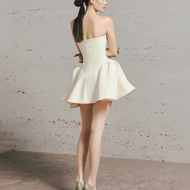 French style heirloom white strapless dress
