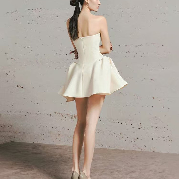 French style heirloom white strapless dress