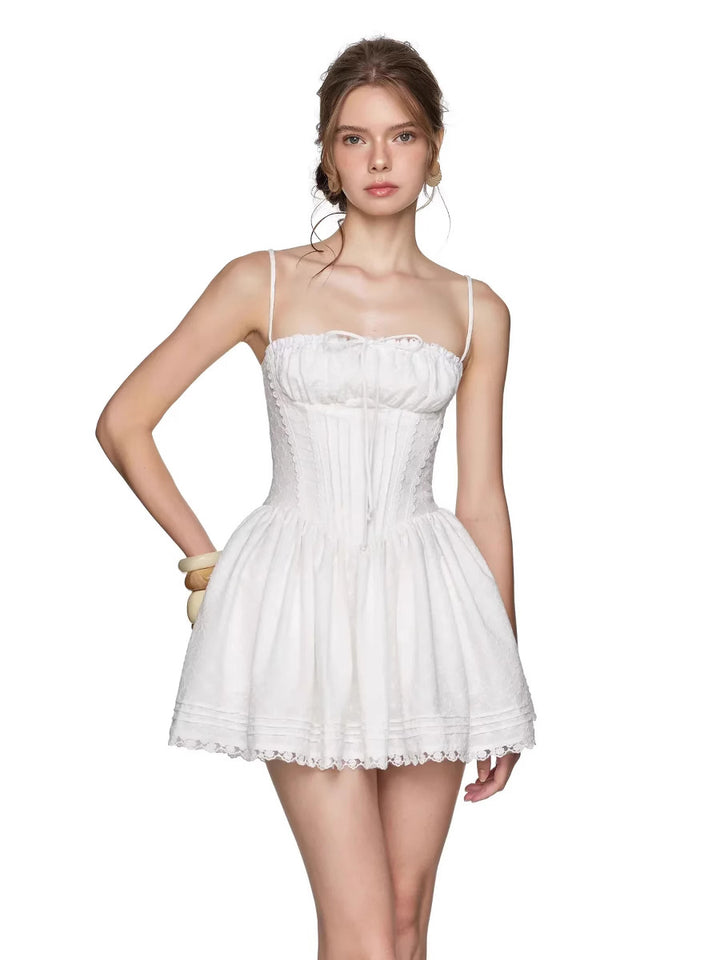 Flower Embroidered Strap Dress for Women