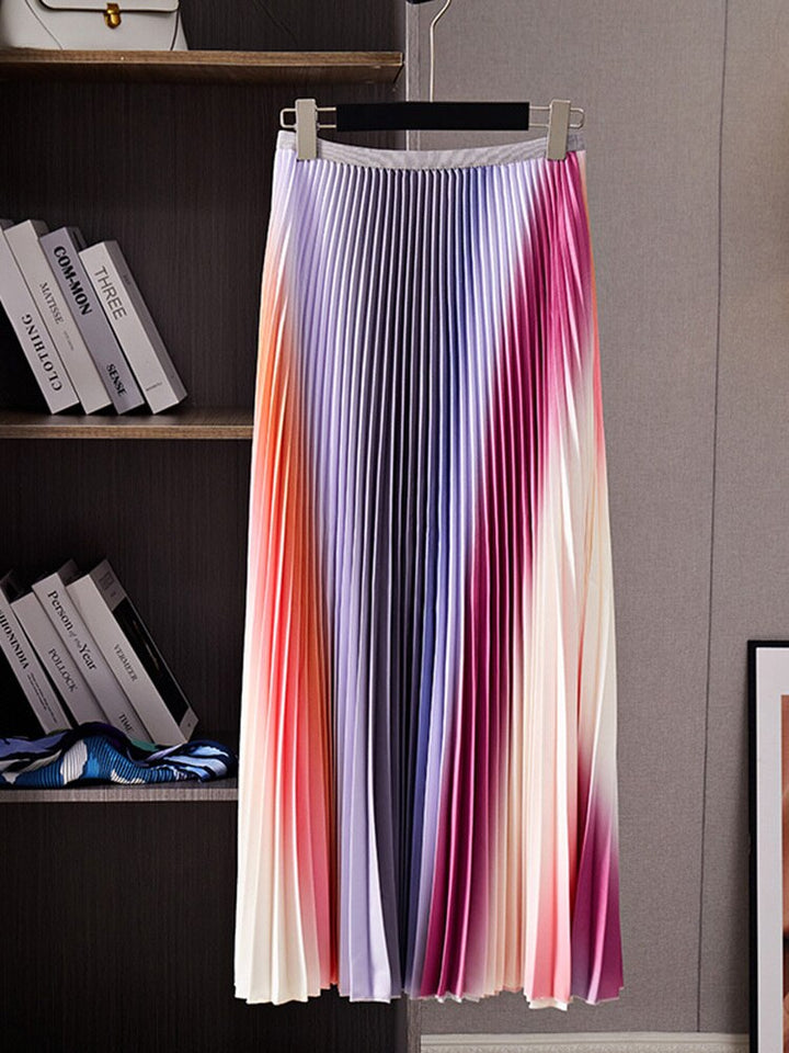 Pleated Casual Pleated Gradual Women Top Elegant A-line Skirt Loose Long Sleeve Lady Cloth Spring Summer