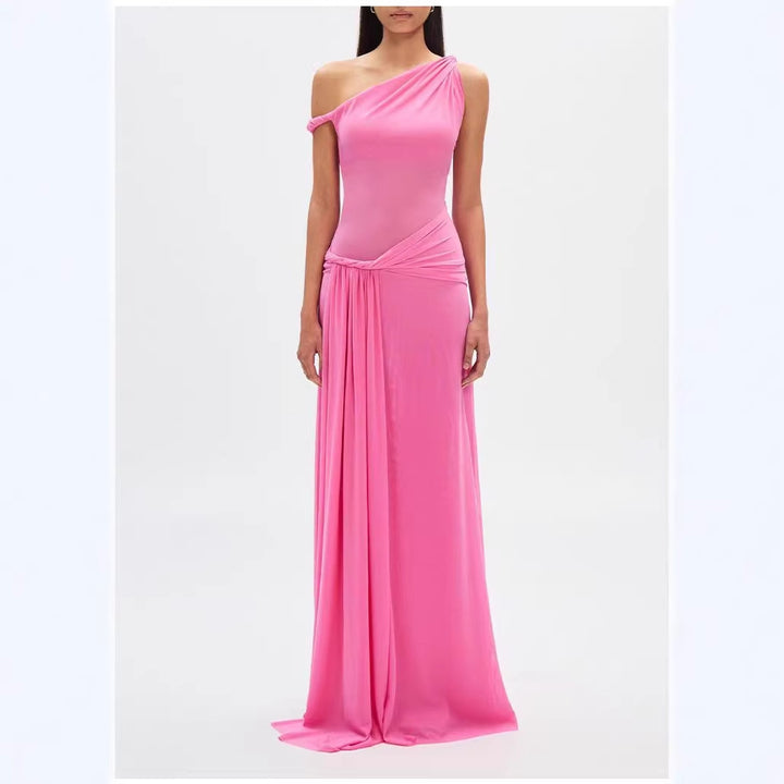 Twisted ribbon slim fit hip hugging knitted dress long skirt