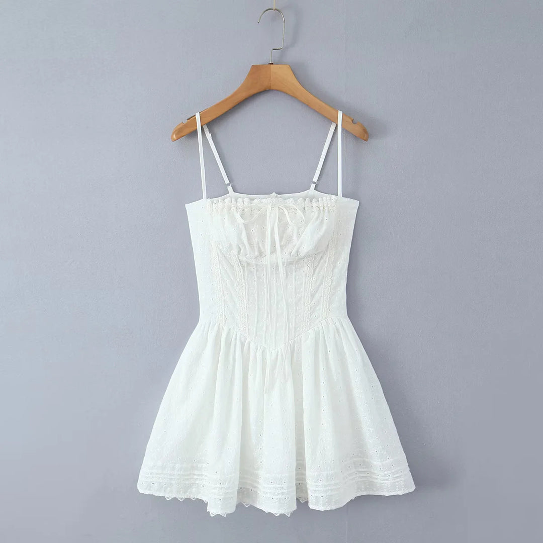 Flower Embroidered Strap Dress for Women