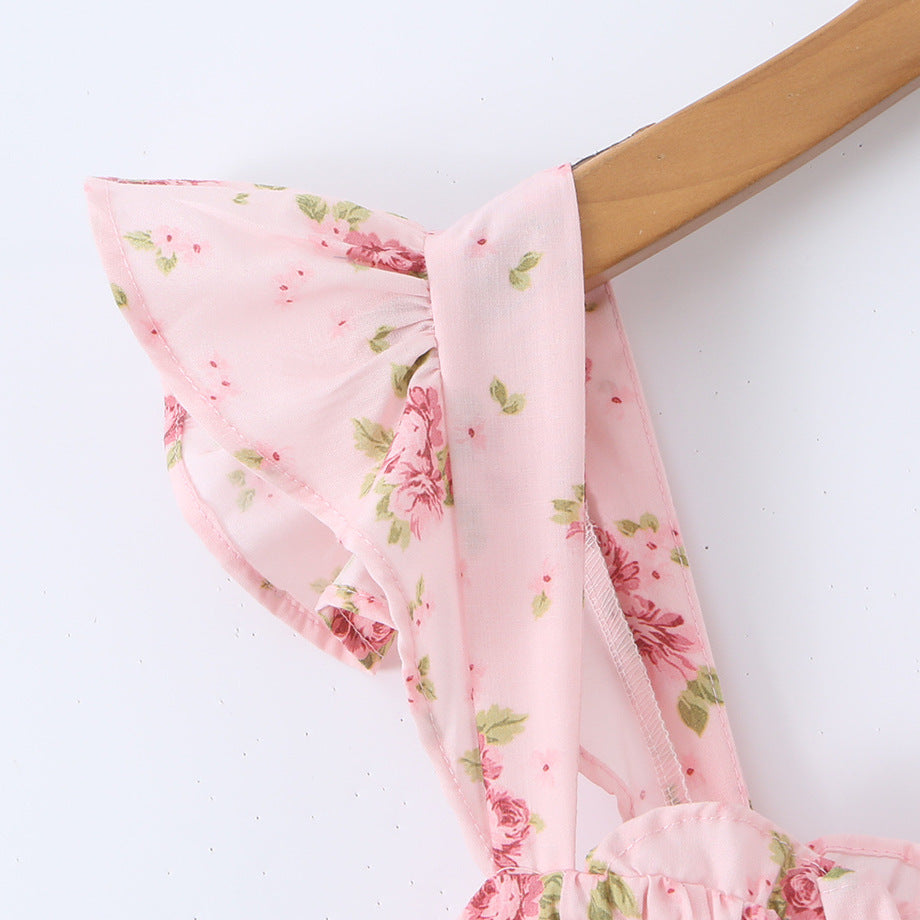 French gentle style rose mid length dress