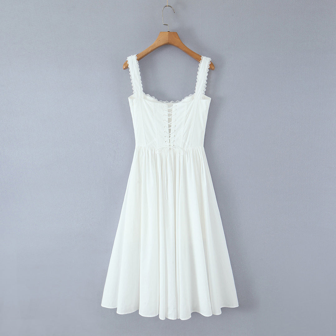 Lace back strap camisole dress