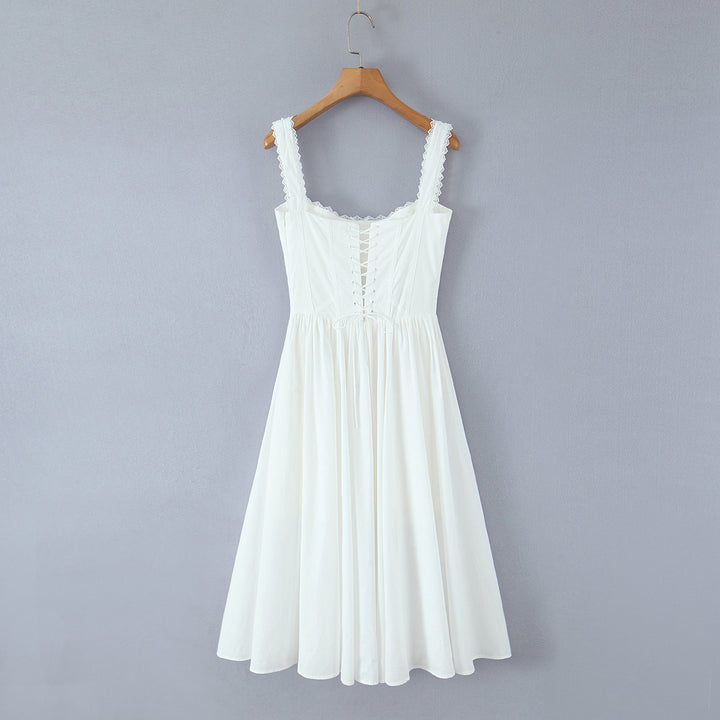 Lace back strap camisole dress