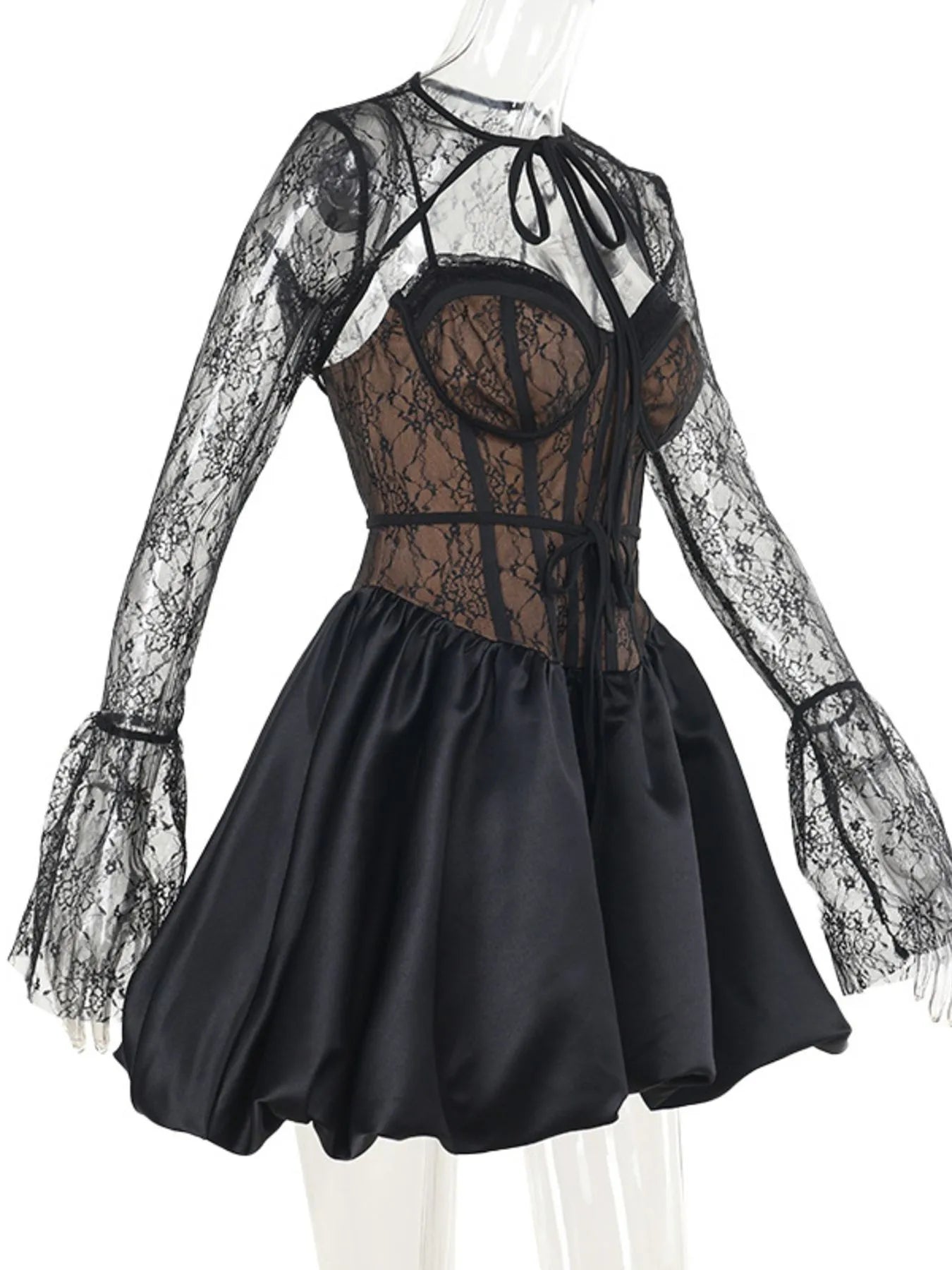 Sweetheart Neck Lace Dress and Cover Up Set
