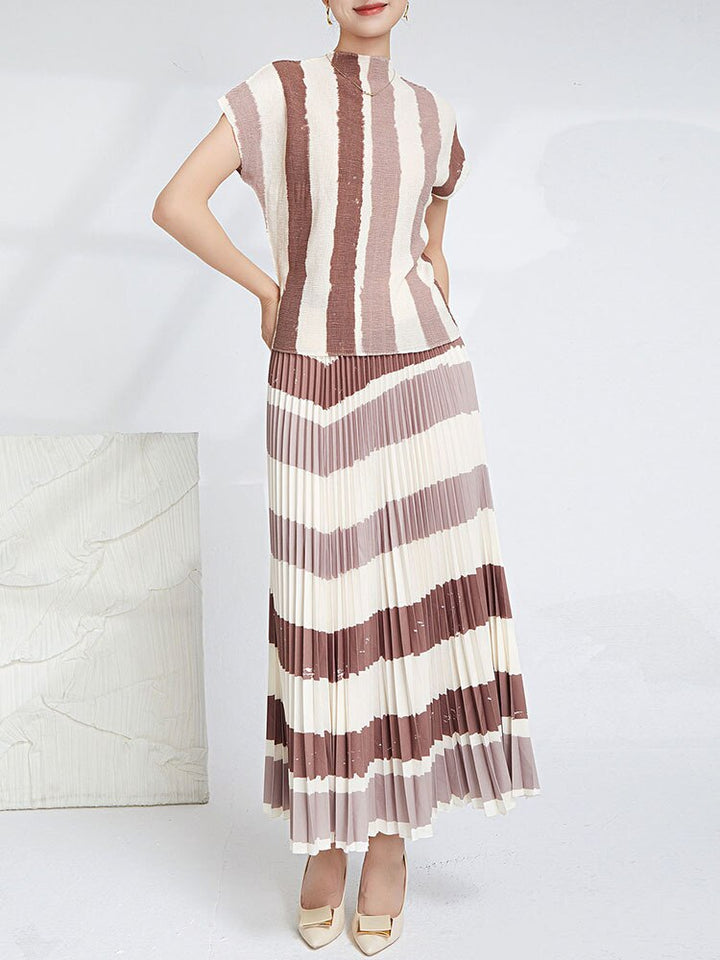 Elegant Pleated 2 Pieces Set Women&