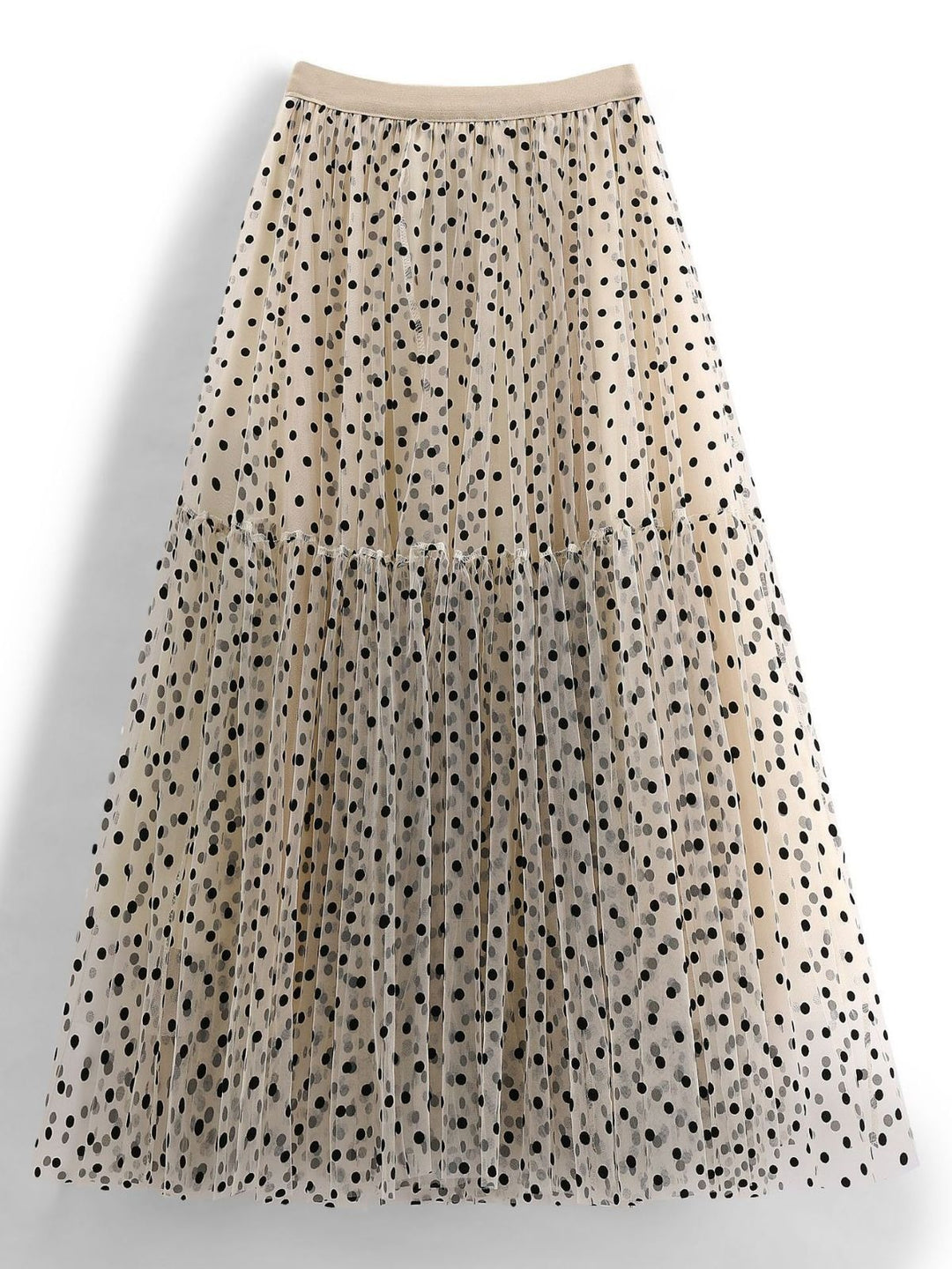 Mesh half skirt, heavy industry flocking polka dot skirt, oversized umbrella skirt, A-line skirt, fluffy gauze skirt