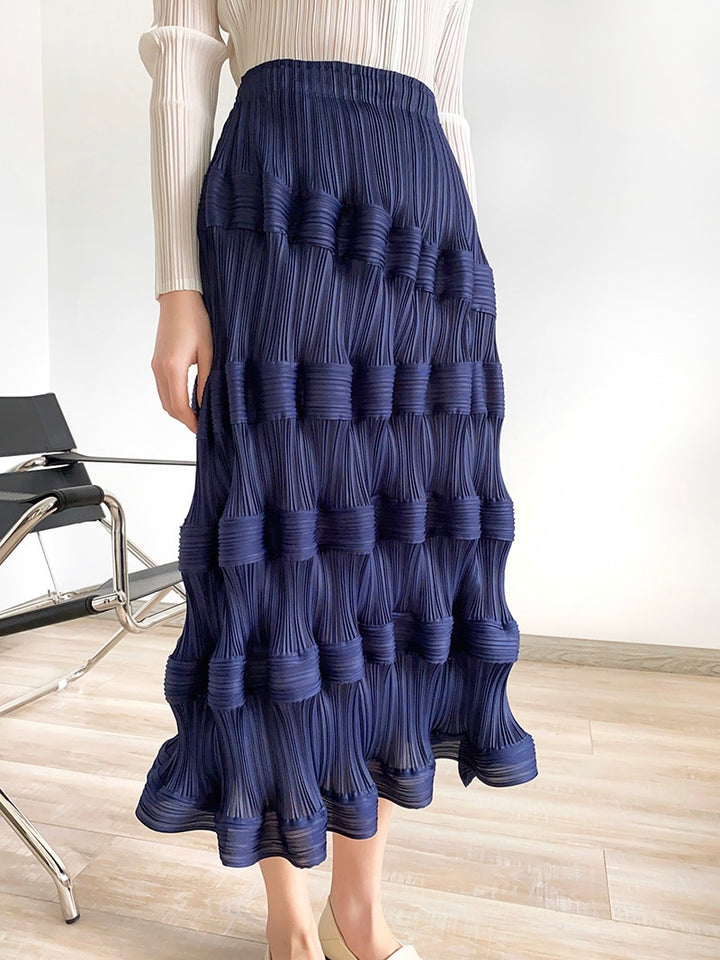 Pear-Shaped Body Skirt Summer Temperament All-Match New Pleated High Waist Mid-Length Pleated Skirt