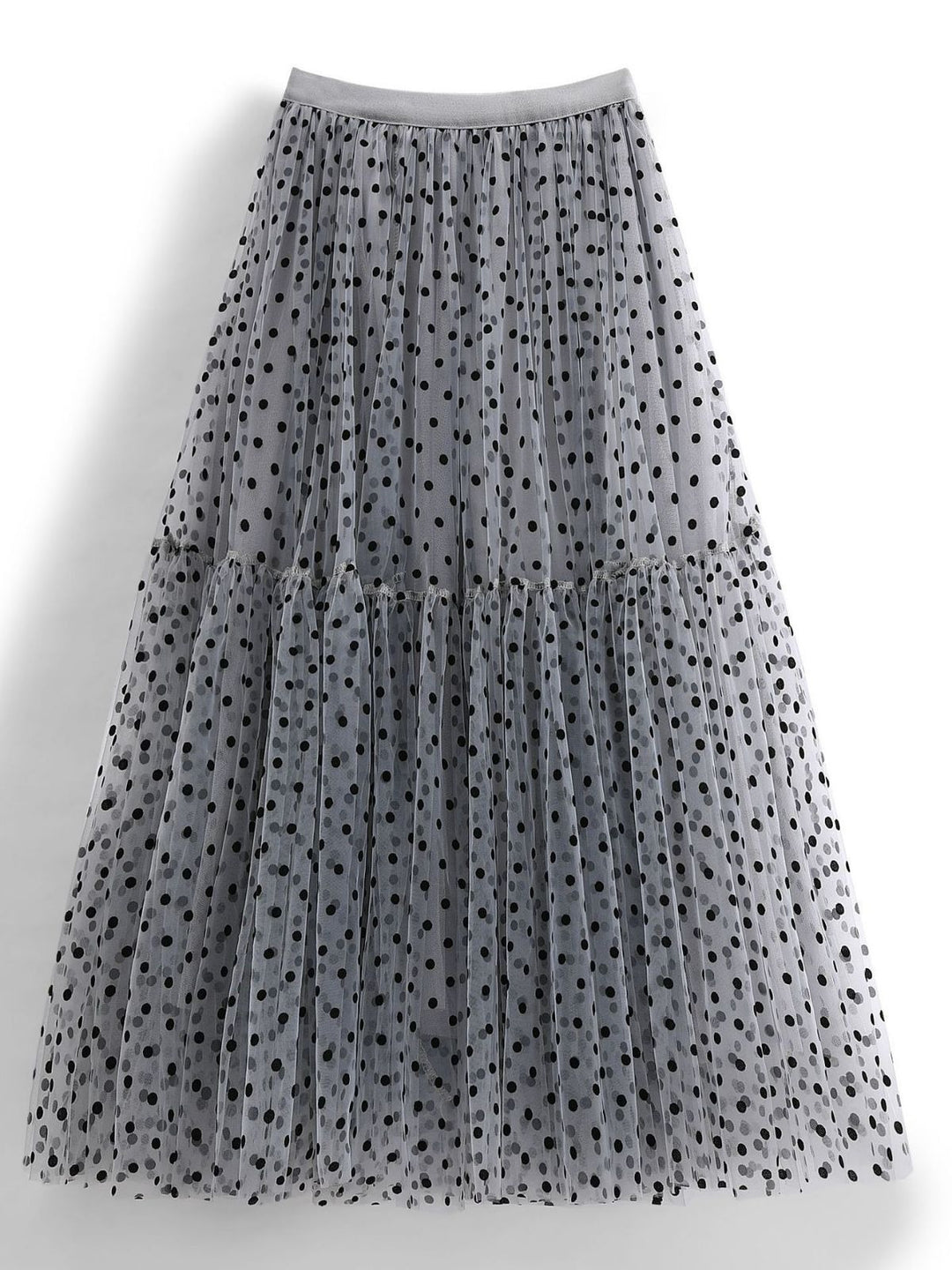 Mesh half skirt, heavy industry flocking polka dot skirt, oversized umbrella skirt, A-line skirt, fluffy gauze skirt