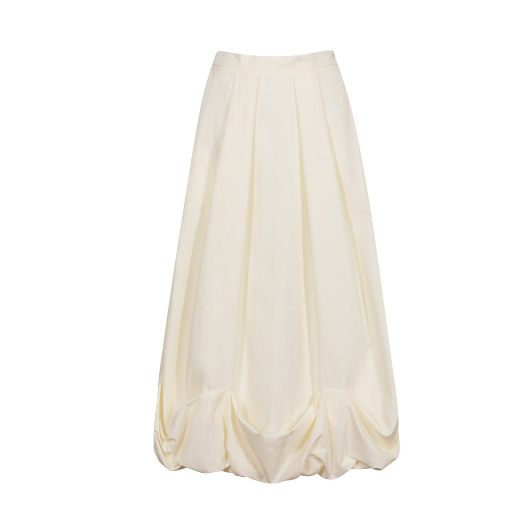 Chic Bubble Skirt Women Spring Summer Design Pleated Hem Mini A-Line Skirt