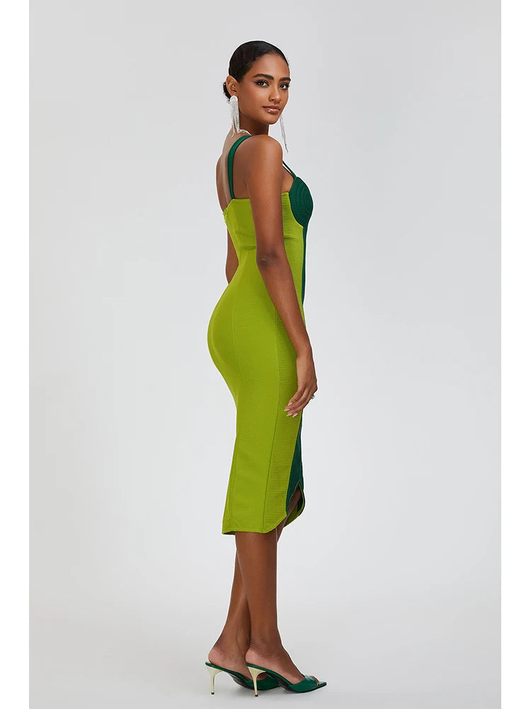 Green bandage dress sexy runway dress buttocks wrapped skirt