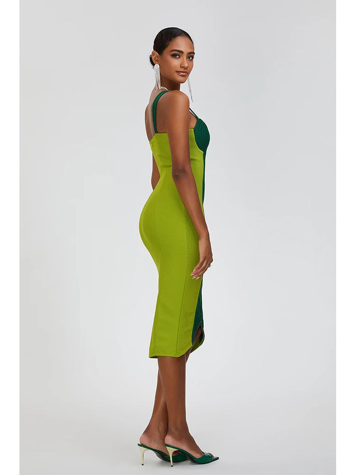 Green bandage dress sexy runway dress buttocks wrapped skirt