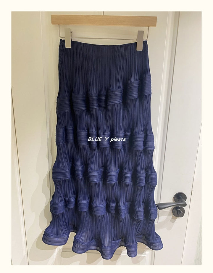 Pear-Shaped Body Skirt Summer Temperament All-Match New Pleated High Waist Mid-Length Pleated Skirt