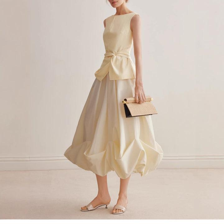 Chic Bubble Skirt Women Spring Summer Design Pleated Hem Mini A-Line Skirt