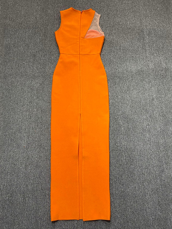 V-Neck Mesh Atmosphere Slimming Glamour Bandage Dress Evening Party Dress