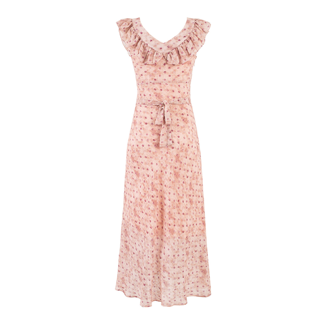 Floral Print Ruffle Pink Dress