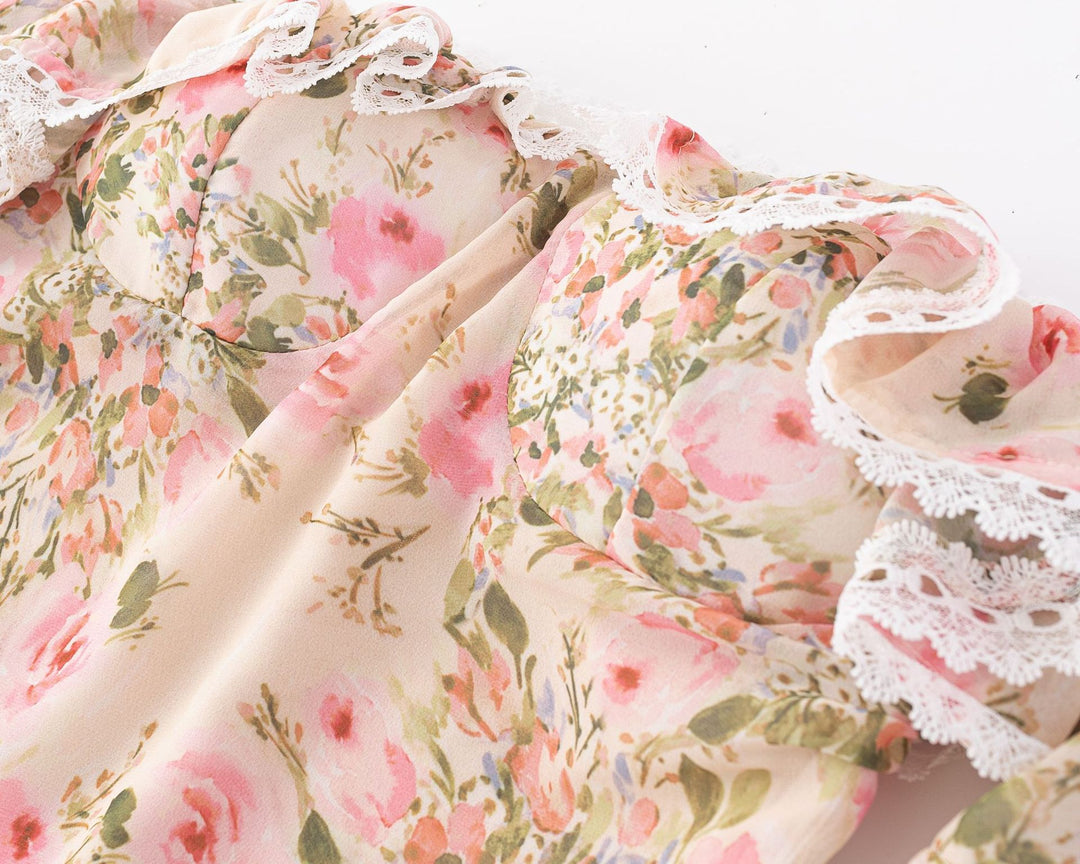 Lace lace floral slimming short skirt dress